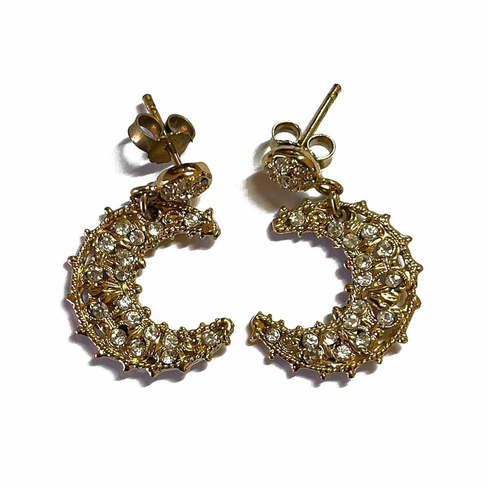 Giora Earrings Giora' Earrings Moon Shape Star With Swarovski Crystals Brand