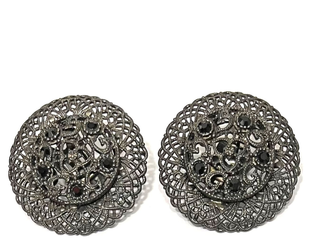 Giora Earrings Giora' Italian Filigrain Round Earrings Ruthenium Brand