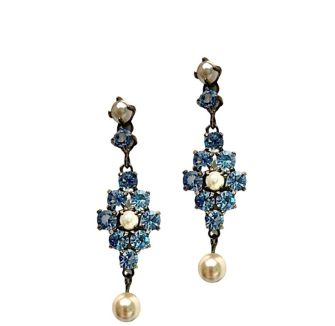 Giora Earrings Giora Pendant Earrings With Pearl & Swarovski Crystal Turquoise Brand