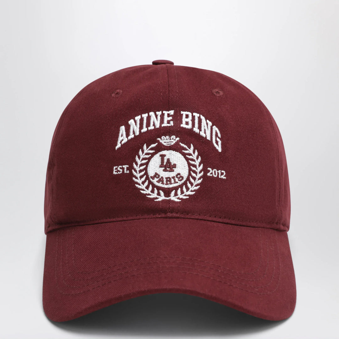 ANINE BING - Burgundy baseball cap with embroidered logo Brand Hats U