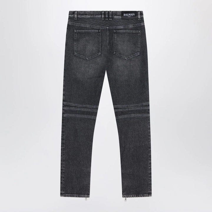 Balmain - Grey washed slim biker jeans Brand Jeans 33