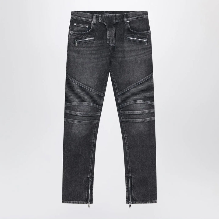 Balmain - Grey washed slim biker jeans Brand Jeans 33