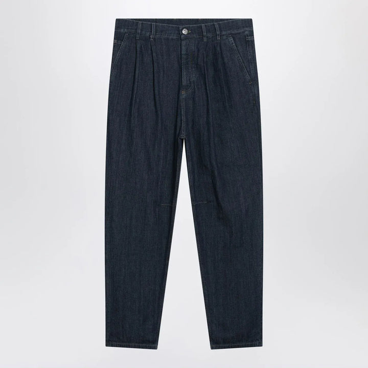 Brunello Cucinelli - Slim-fit jeans with pleats in blue denim Brand Jeans 48 IT