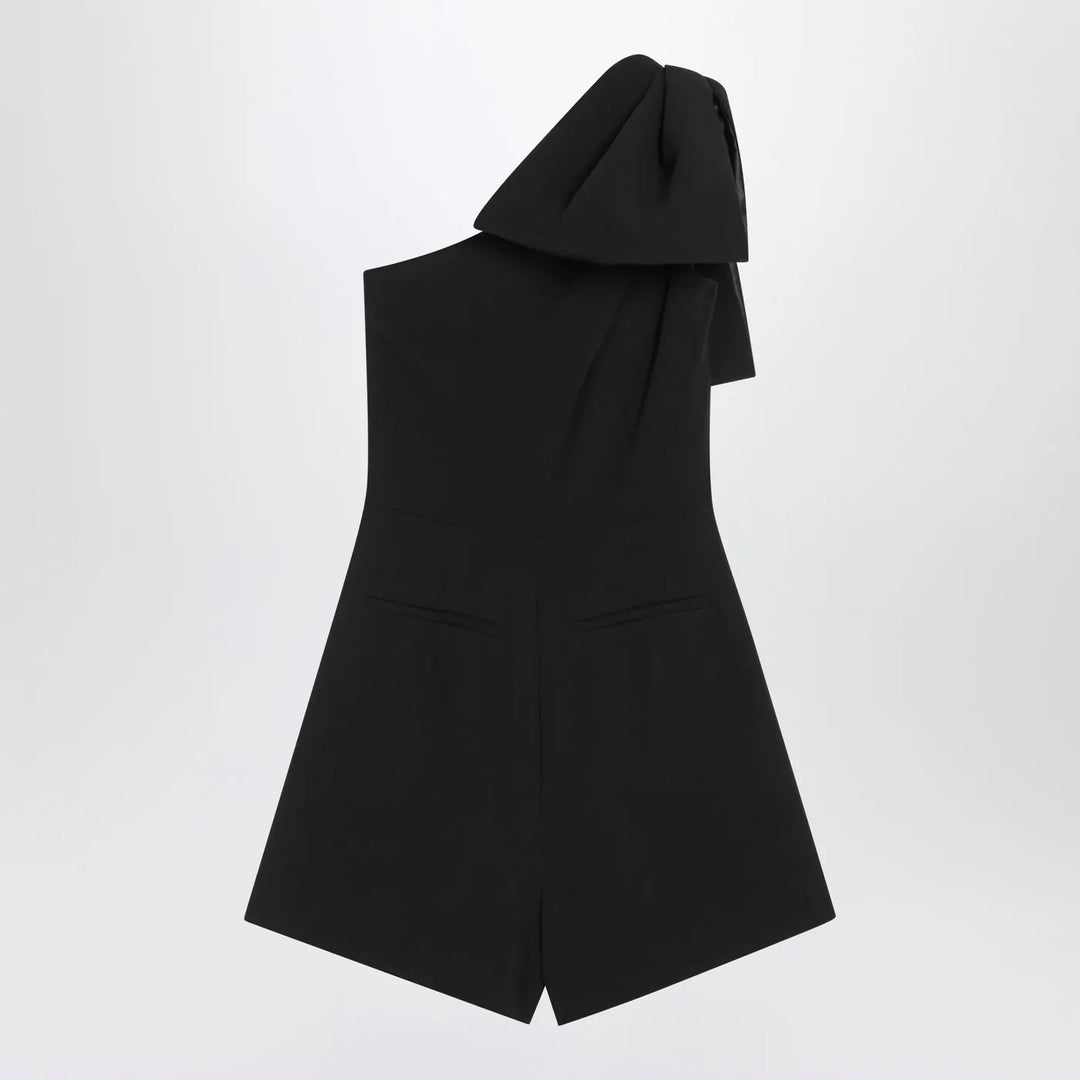 Max Mara Pianoforte - One-shoulder short jumpsuit in black cady Brand Jumpsuits &amp; Rompers 38  IT