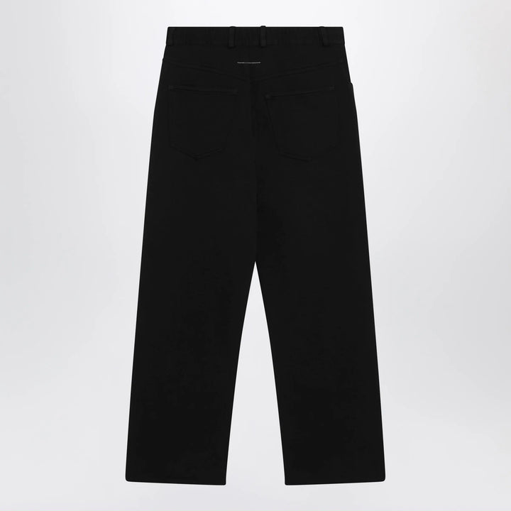 MM6 Maison Margiela - Wide-leg cotton trousers with embroidered logo, black Brand