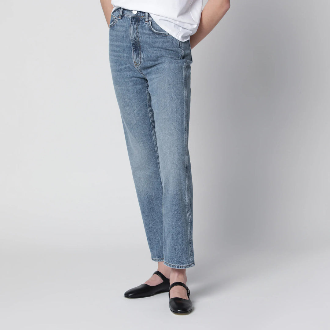 ANINE BING - High-rise jeans in light-wash cotton denim Brand Pants