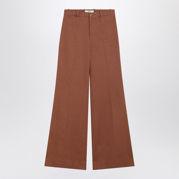 Pants Flared cotton trousers in nougat colour Brand
