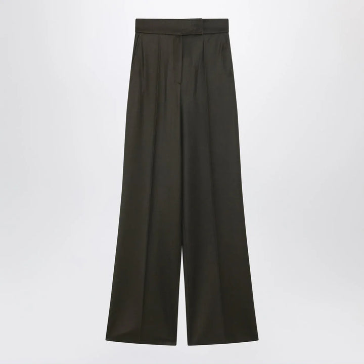 Max Mara - Moss green wide-leg wool trousers Brand Pants 40  IT