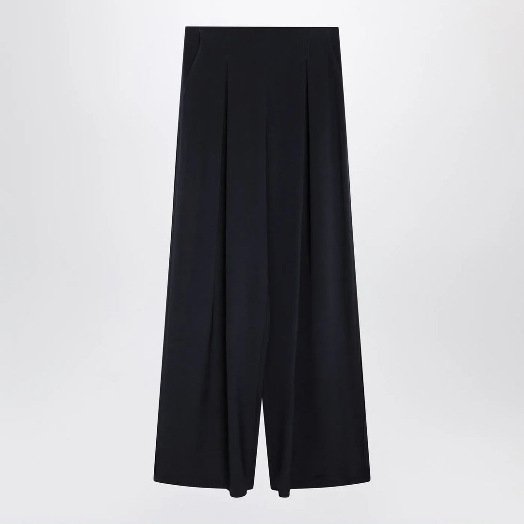Max Mara - Navy silk-blend trousers Brand Pants 42  IT