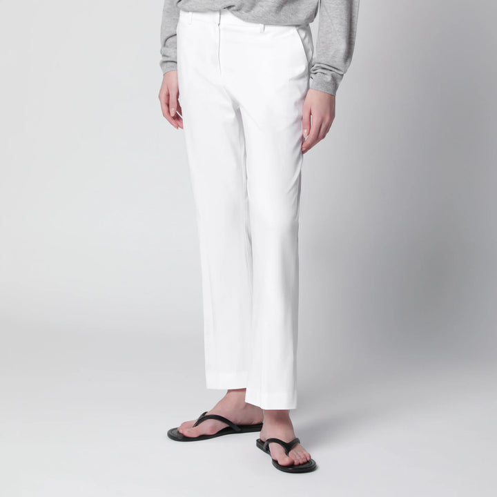 PT Torino - Mid-rise flared cotton trousers in white Brand Pants