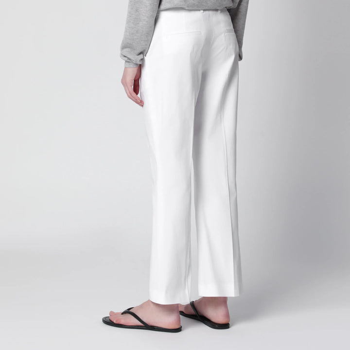 PT Torino - Mid-rise flared cotton trousers in white Brand Pants