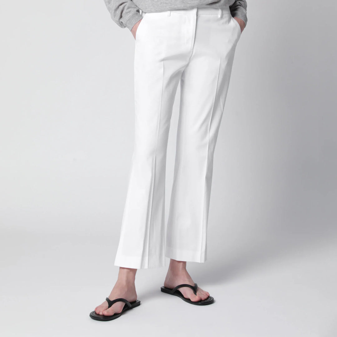 PT Torino - Mid-rise flared cotton trousers in white Brand Pants 40  IT