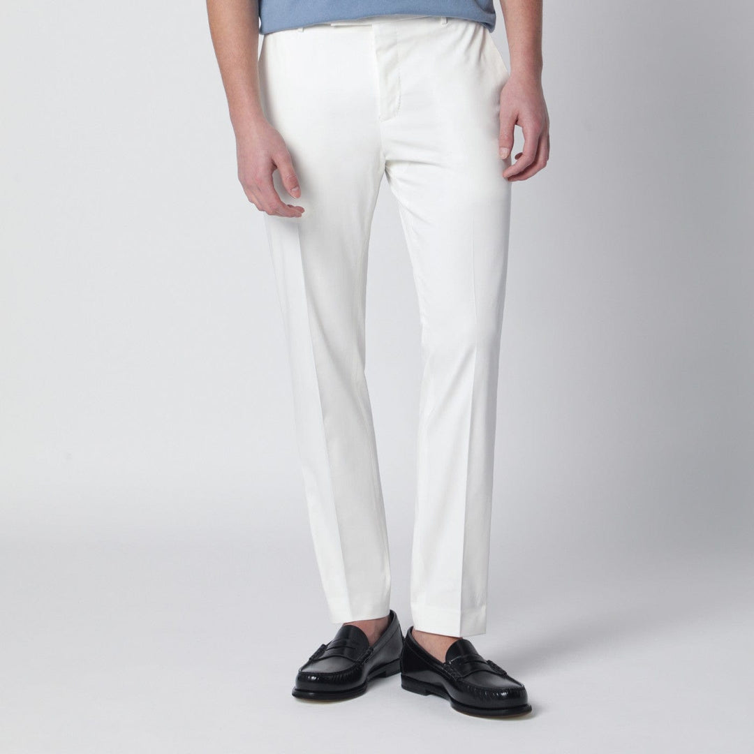 Pants PT Torino - White slim-fit cotton-blend trousers Brand