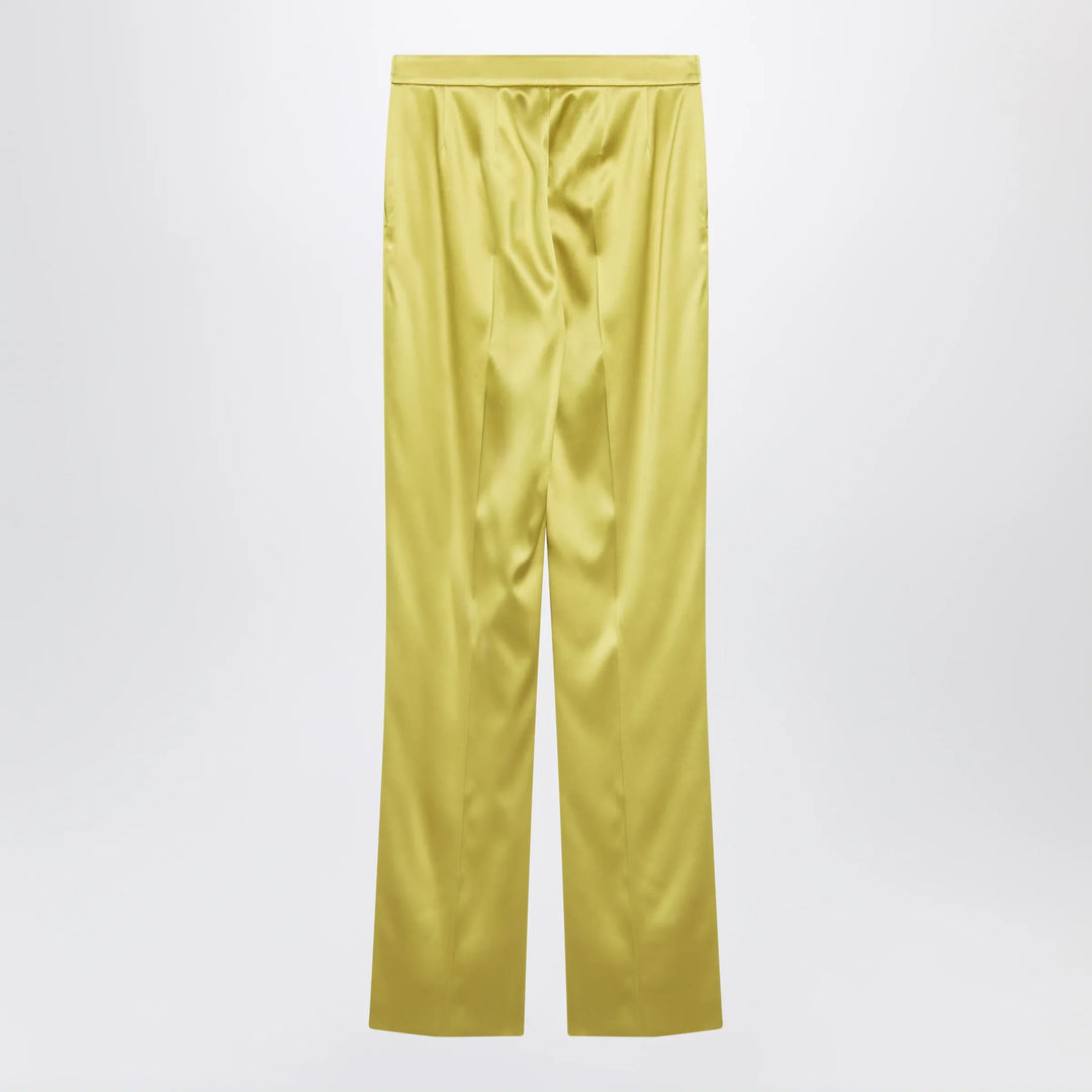 Valentino - Avocado-colored trousers in shiny silk blend Brand Pants 42  IT