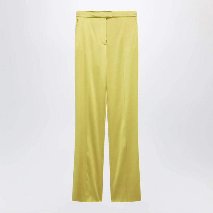 Valentino - Avocado-colored trousers in shiny silk blend Brand Pants 42  IT