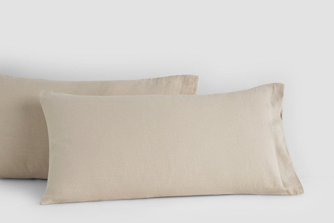 Bemboka pillow cases Stone / Tailored 48x73+4cm Bemboka Belgian Linen Pair Pillow Cases Bemboka: Luxury Belgian Linen Pillow Cases Brand