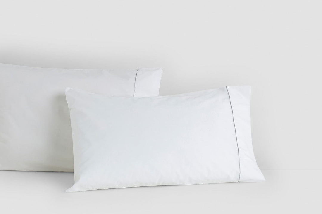 Bemboka pillow cases White/Silver / Standard 48x73cm (No Flange) Bemboka Cotton Percale Pillow Cases with Piping Bemboka Cotton Percale Pillow Cases with Piping Authorised Retailer Italian Luxury Group Brand