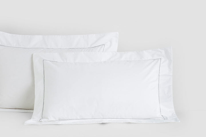 Bemboka pillow cases White/Silver / Tailored 48x73+4cm (Flange) Bemboka Cotton Percale Pillow Cases with Piping Bemboka Cotton Percale Pillow Cases with Piping Authorised Retailer Italian Luxury Group Brand
