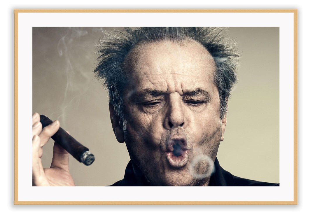 Canvas Print Small		50x70cm / Oak Jack Nicholson Jack Nicholson Wall Art : Ready to hang framed artwork. Brand