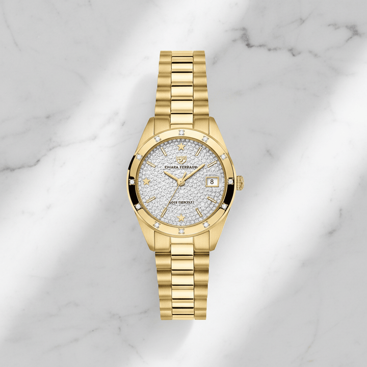 Chiara Ferragni Everyday Gold Glitter Watch Brand Quartz Watches