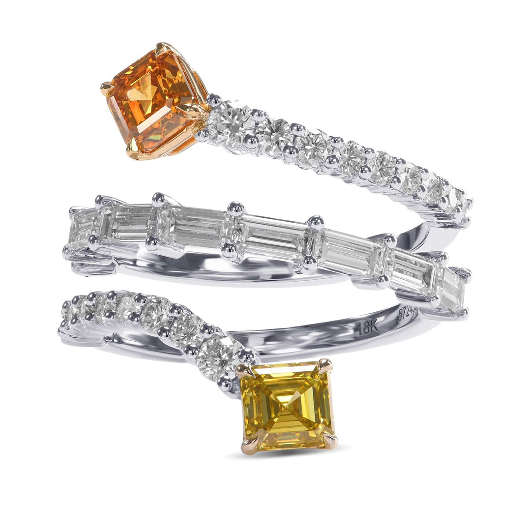 LEIBISH 1.19ct Mixed-Colour Two-Stone Crossover Diamond Ring Brand Ring