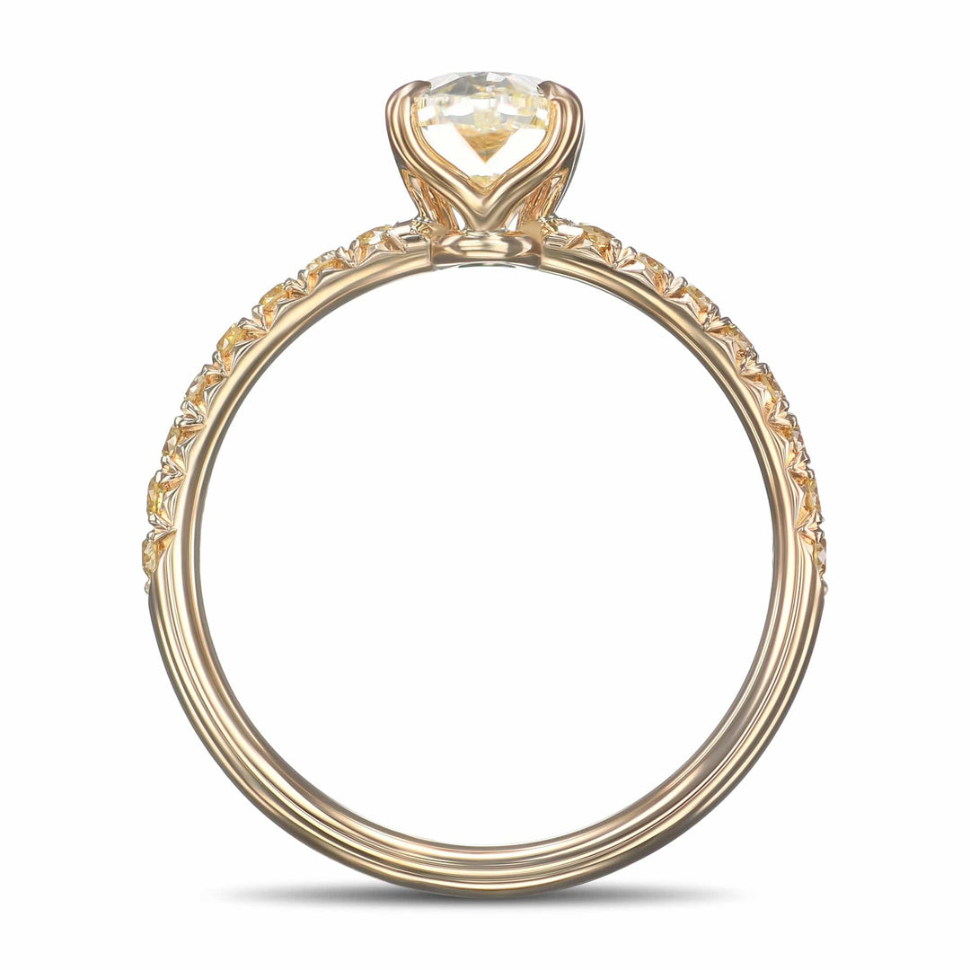 LEIBISH 1.36ct Light Yellow Oval Diamond Side-Stone Ring Brand Ring