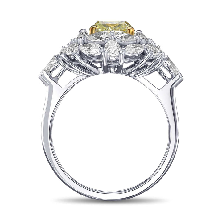 LEIBISH 2.14ct Fancy Green Yellow Cushion Diamond Ring Brand Ring