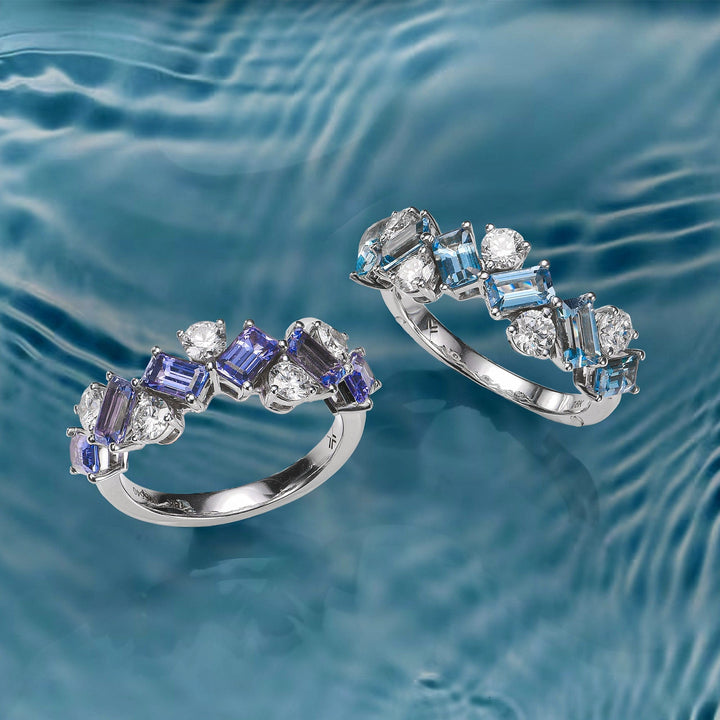LEIBISH Aquamarine &amp; Diamond Band Ring Brand Ring