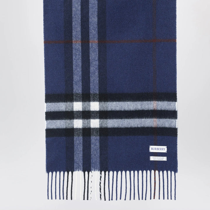 Burberry - Blue cashmere scarf with a checked pattern Brand Scarves &amp; Shawls U
