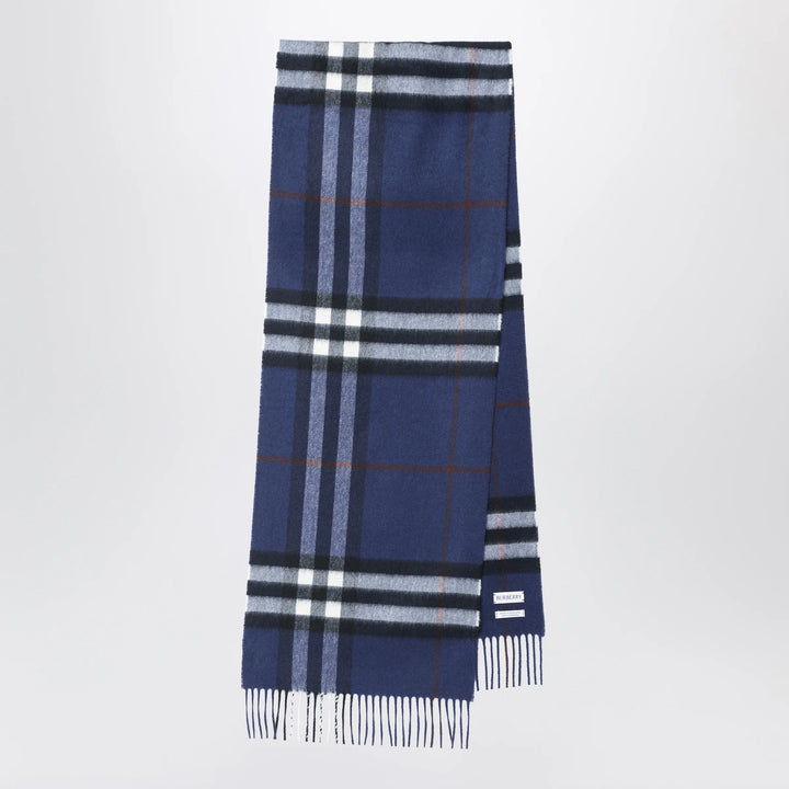 Burberry - Blue cashmere scarf with a checked pattern Brand Scarves &amp; Shawls U