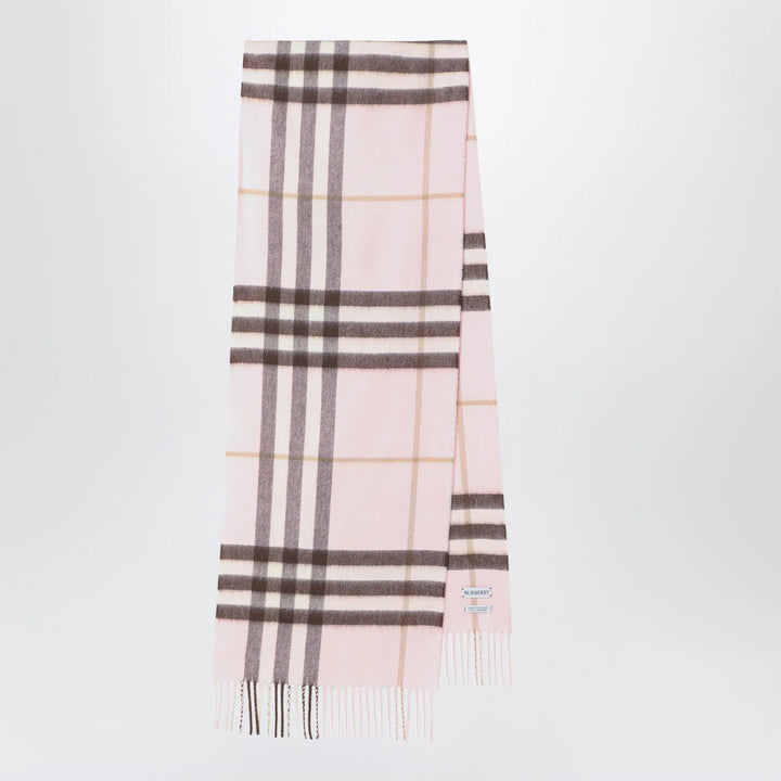 Burberry - Pink cashmere scarf with a checked pattern Brand Scarves &amp; Shawls U