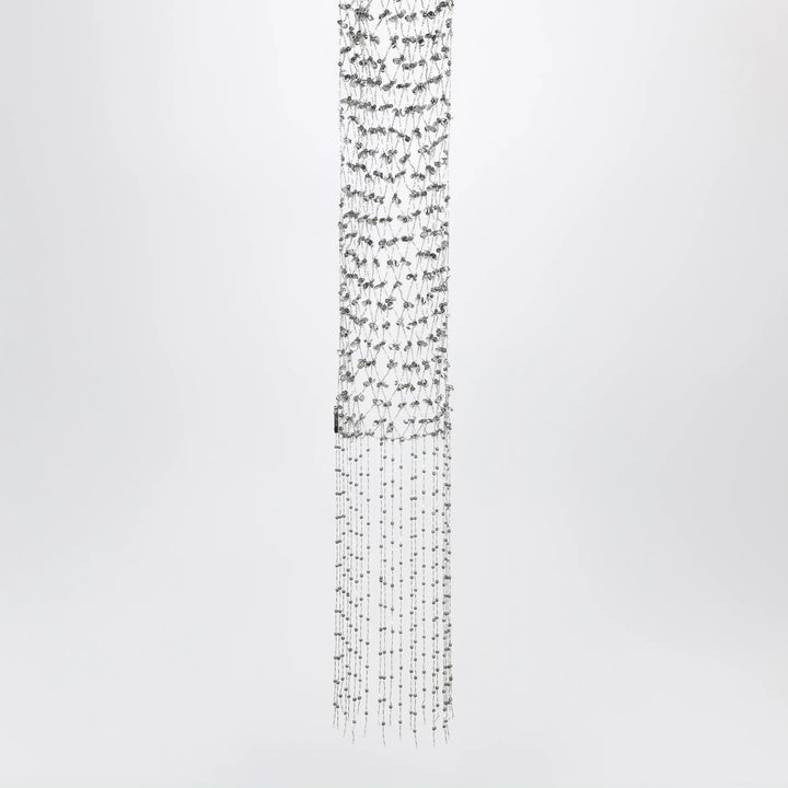 Dries Van Noten - Silver beaded scarf with fringes Brand Scarves &amp; Shawls TU