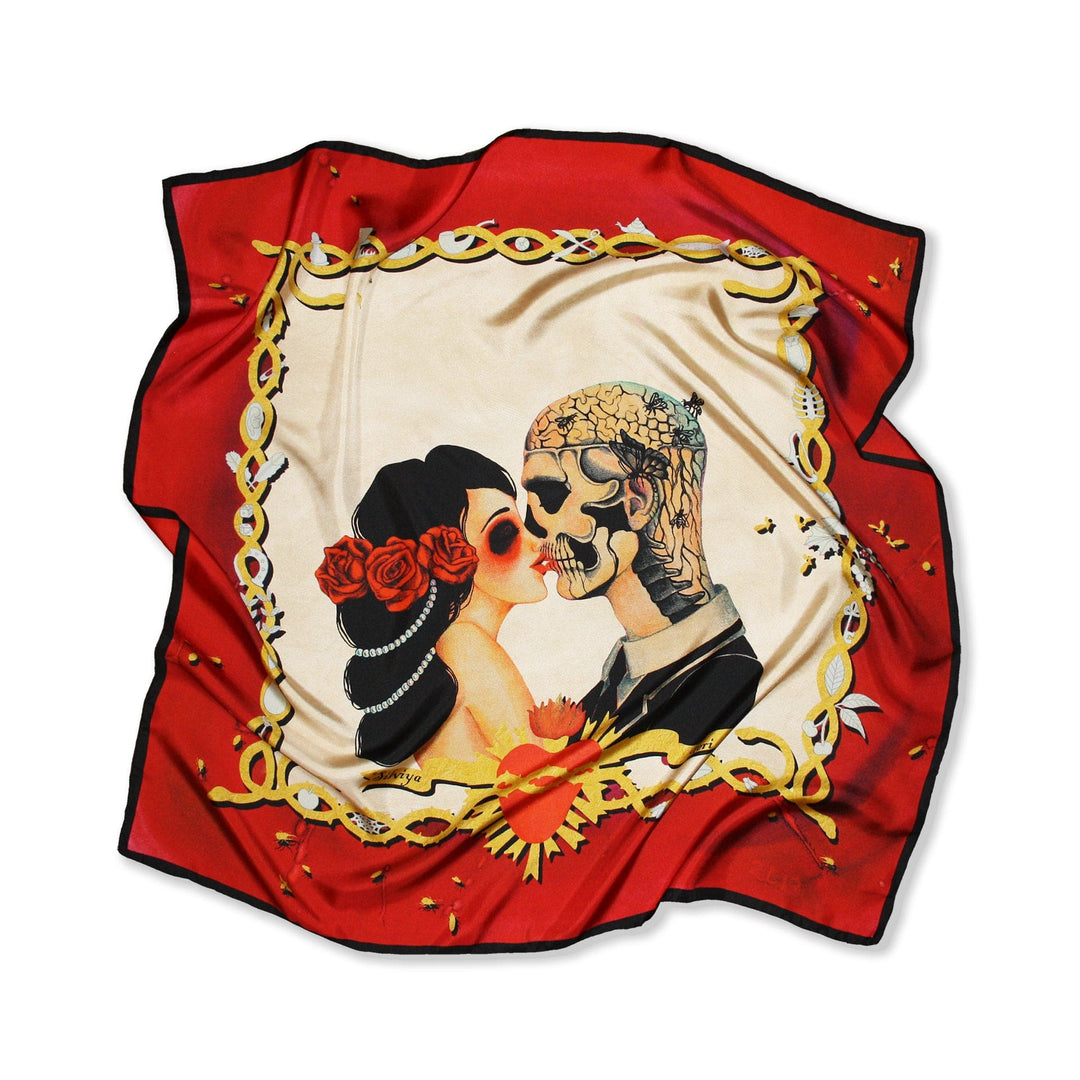 Silviya Neri Scarves 70x70 cm The Kiss Silk Scarf By Silviya Neri Brand