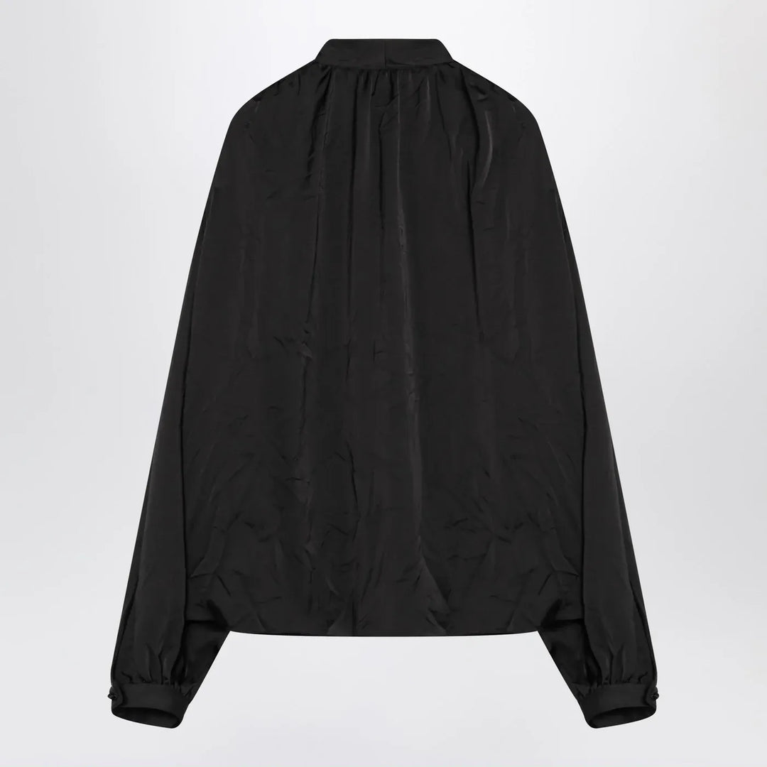 Balenciaga - Black satin blouse with bow Brand Shirts &amp; Tops