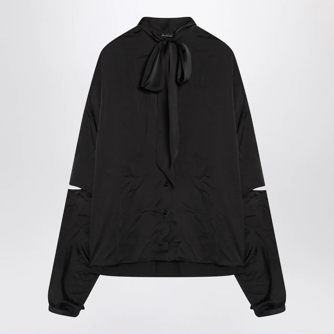 Balenciaga - Black satin blouse with bow Brand Shirts &amp; Tops 36  FR