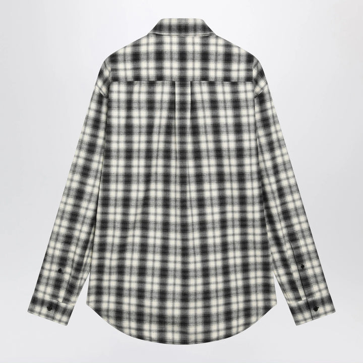 Balenciaga - Regular-fit checked cotton flannel shirt in white/black Brand Shirts &amp; Tops