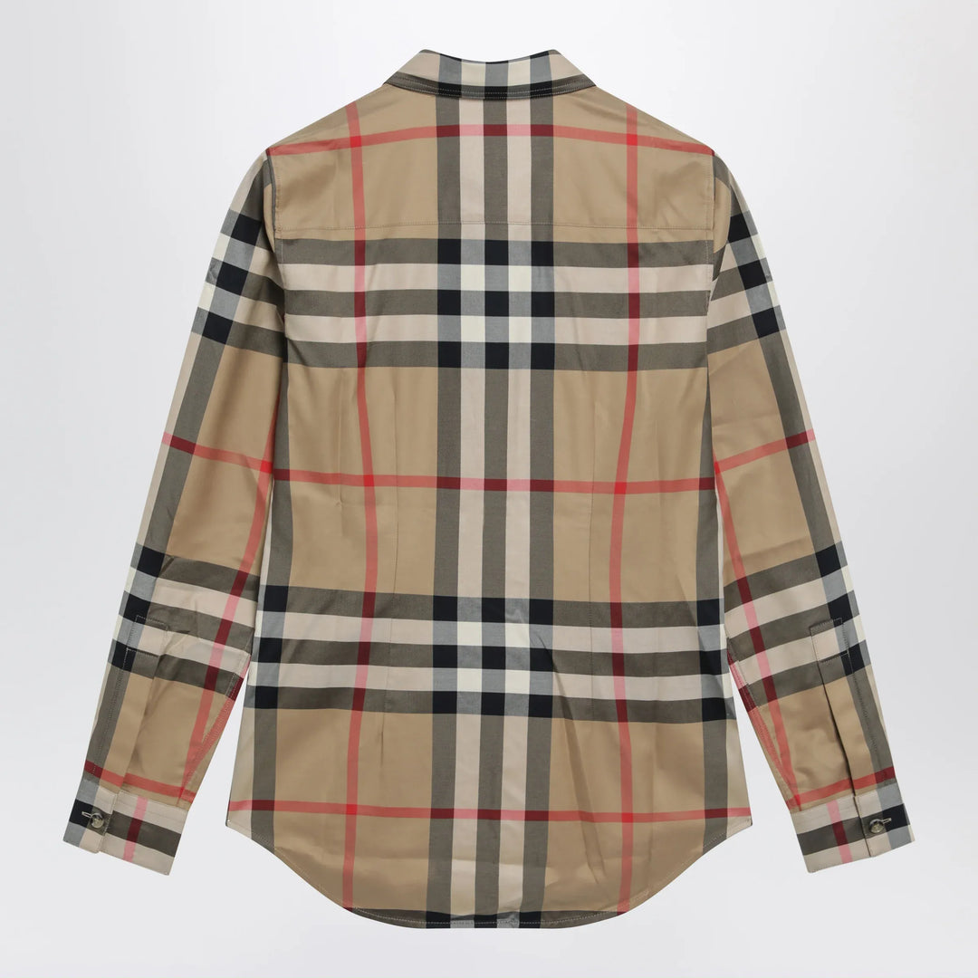 Burberry - Slim-fit cotton twill check shirt in archive beige Brand Shirts &amp; Tops