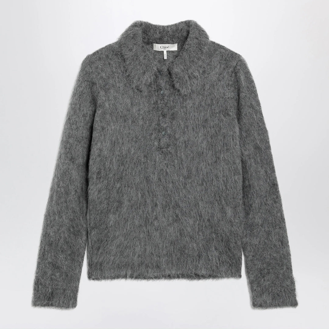 Chloé - Smoke grey alpaca-blend cardigan Brand Shirts &amp; Tops M