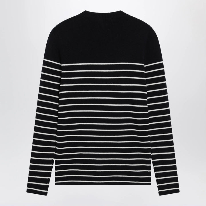 Dolce&amp;Gabbana - Blue/White Striped Wool Sweater with Buttons Brand Shirts &amp; Tops