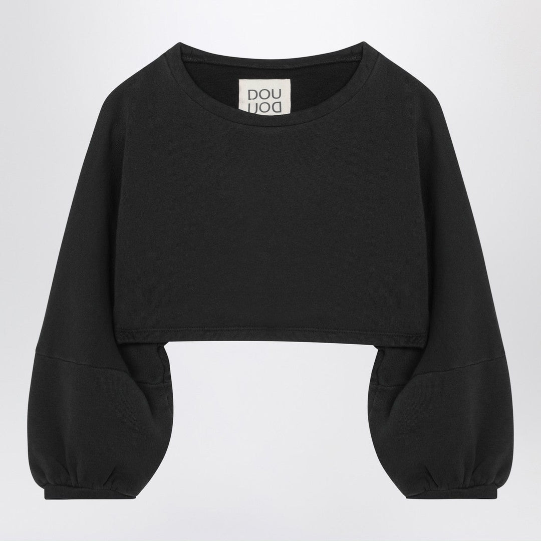 Shirts & Tops Douuod - Cropped sweatshirt in black cotton Brand