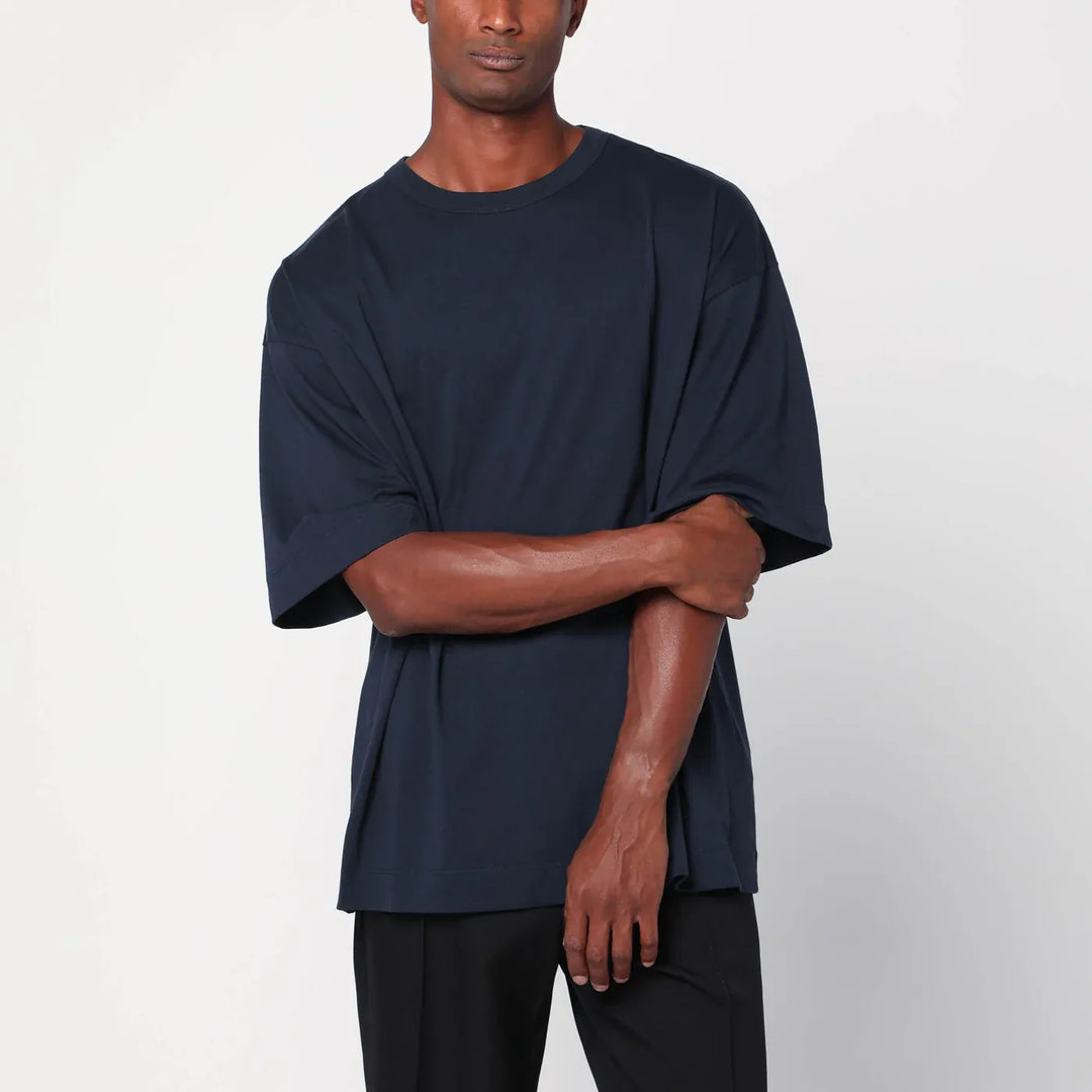 Dries Van Noten - Oversized navy blue cotton T-shirt Brand Shirts &amp; Tops S