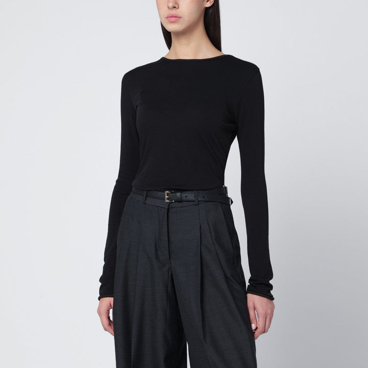 Shirts &amp; Tops Entire Studios - Black crewneck cotton-blend top Brand