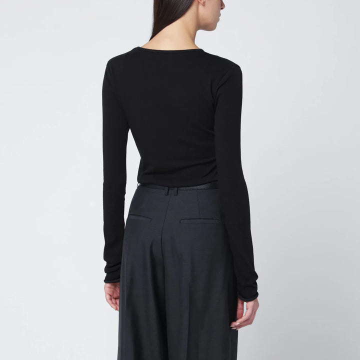 Entire Studios - Black crewneck cotton-blend top Brand Shirts &amp; Tops