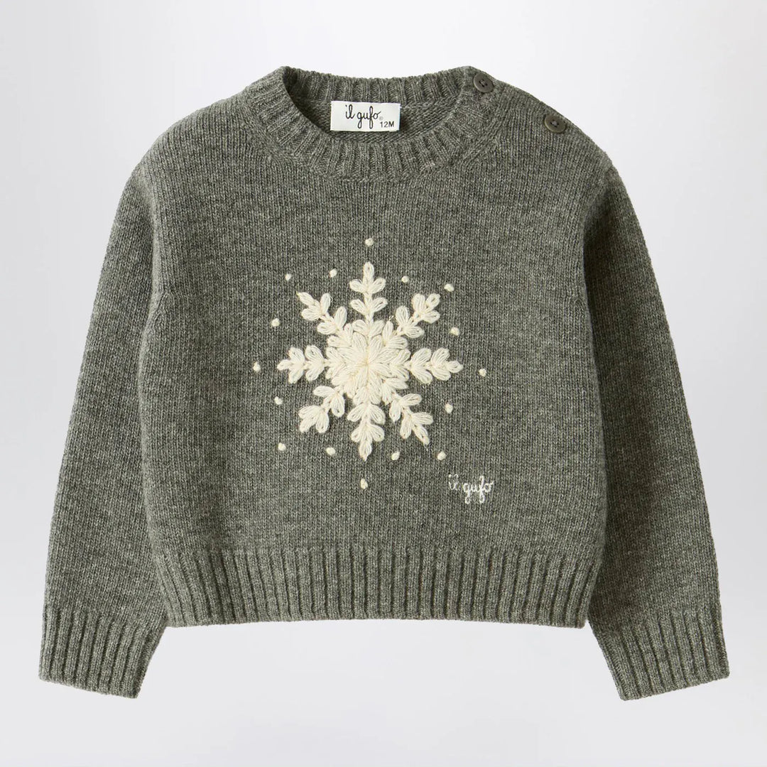 Il Gufo - Grey wool sweater with snowflake motif Brand Shirts &amp; Tops 2A