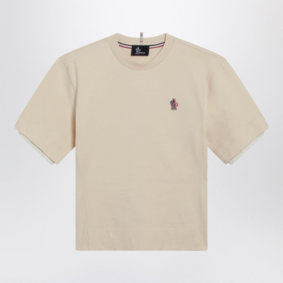 Shirts &amp; Tops Moncler Grenoble - White cotton-blend T-shirt with logo patch Brand