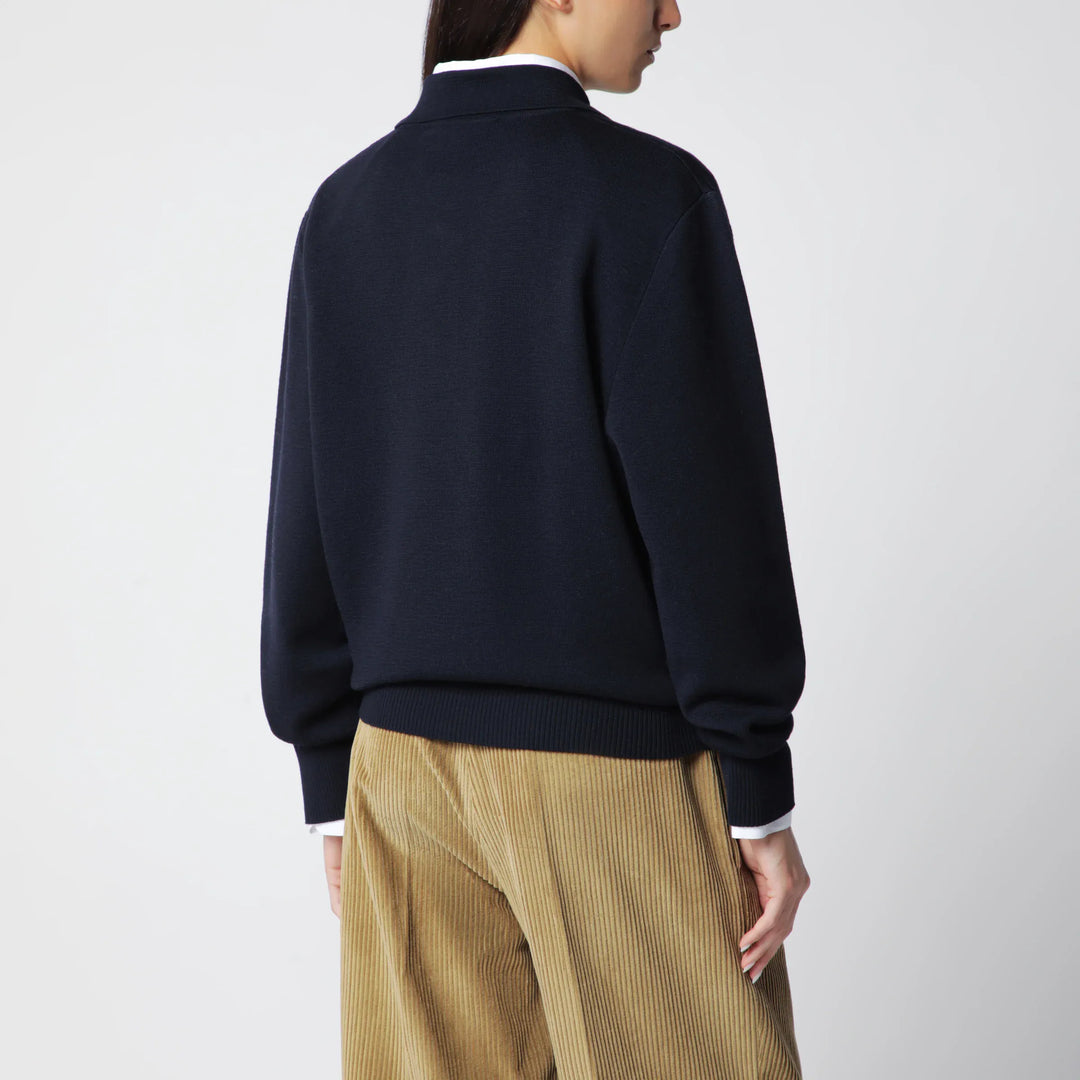 Róhe - Navy Blue Merino Wool Polo Shirt Brand Shirts &amp; Tops