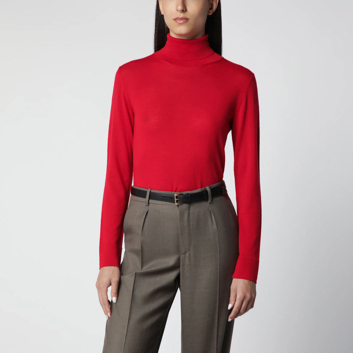Róhe - Red Fine-Knit Wool and Cashmere Turtleneck Brand Shirts &amp; Tops 34  FR
