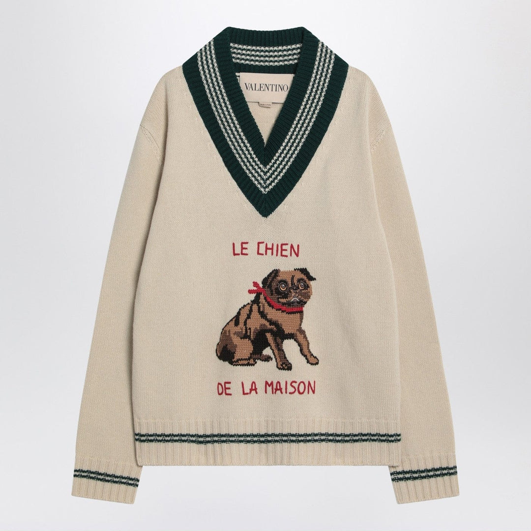 Shirts & Tops Valentino - Butter-coloured sweater with Le Chien de la Maison embroidery Brand