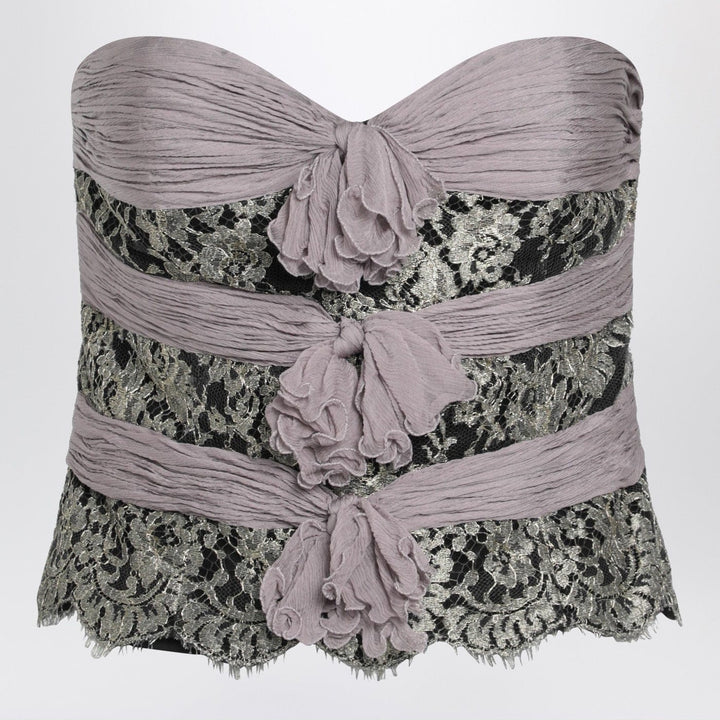 Shirts &amp; Tops Valentino - Grey/mauve/gold chiffon silk top Brand