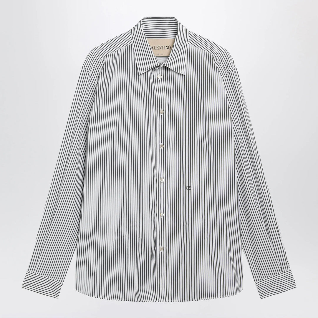 Valentino - Ivory/green striped shirt with Vlogo Brand Shirts &amp; Tops 39